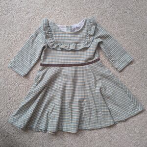 Janie and Jack Blue and Brown Checkered Dress